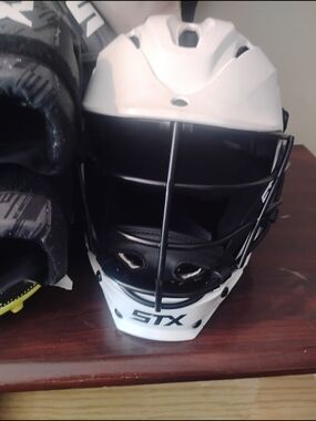 STX Kids White Lacrosse Helmet with Black Cage